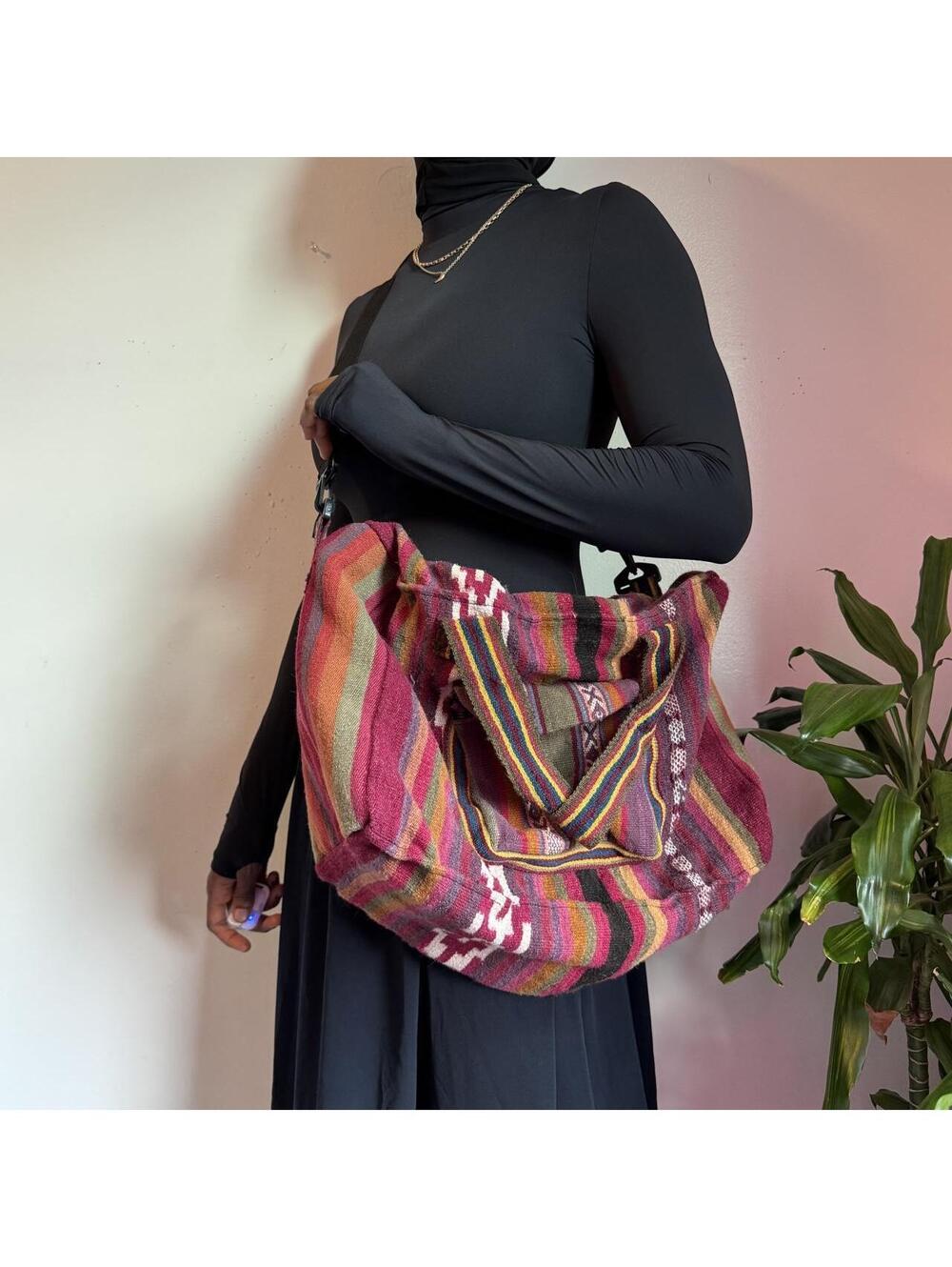 Boho Southwestern Woven Tapestry Duffle Bag Crossbody Weekender